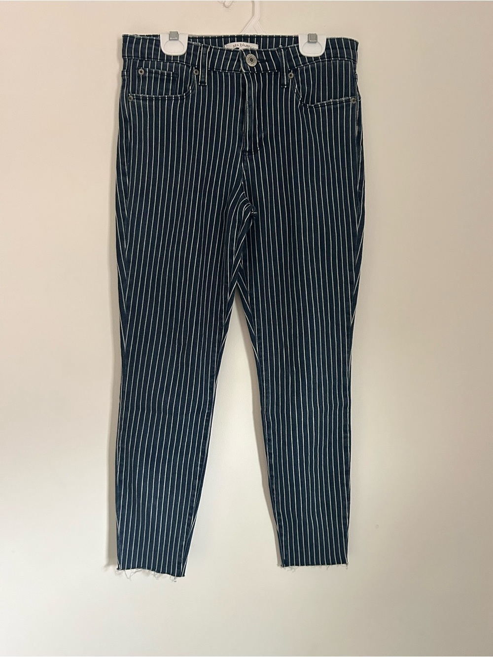 STS Blue Ellie High Rise Navy Vertical Pinstripe Skinny Jeans